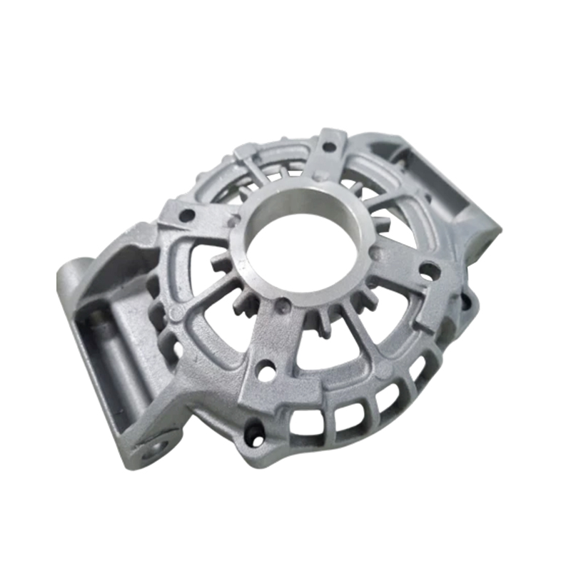 How does the heat dissipation rib design of the alternator front cover improve the overall cooling efficiency of the motor?